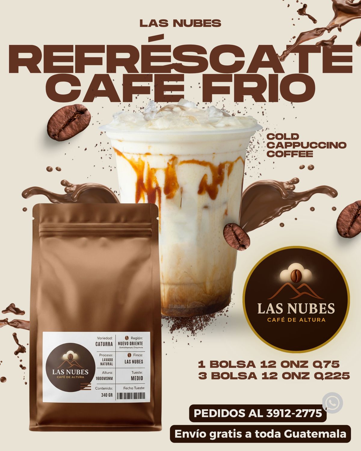 Café Las Nubes 10 lb en grano – Proceso Natural 1,600 msnm Guatemala