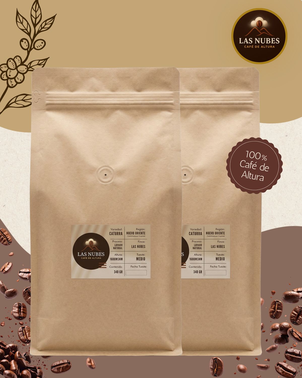 Café Las Nubes 10 lb en grano – Proceso Natural 1,600 msnm Guatemala