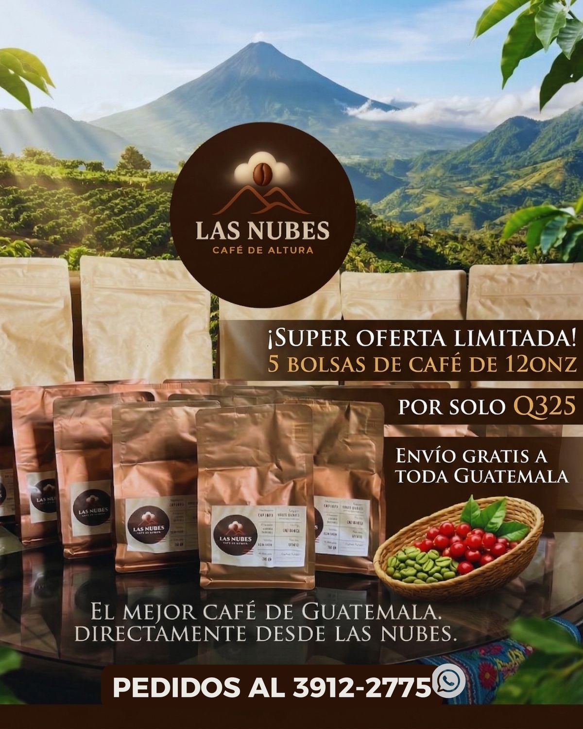 Combo 5× Café Las Nubes 12 oz en grano – Proceso Natural Guatemala