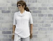 Cowl Neck Striped Top, Size: L
