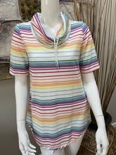 Cowl Neck Multi Stripe