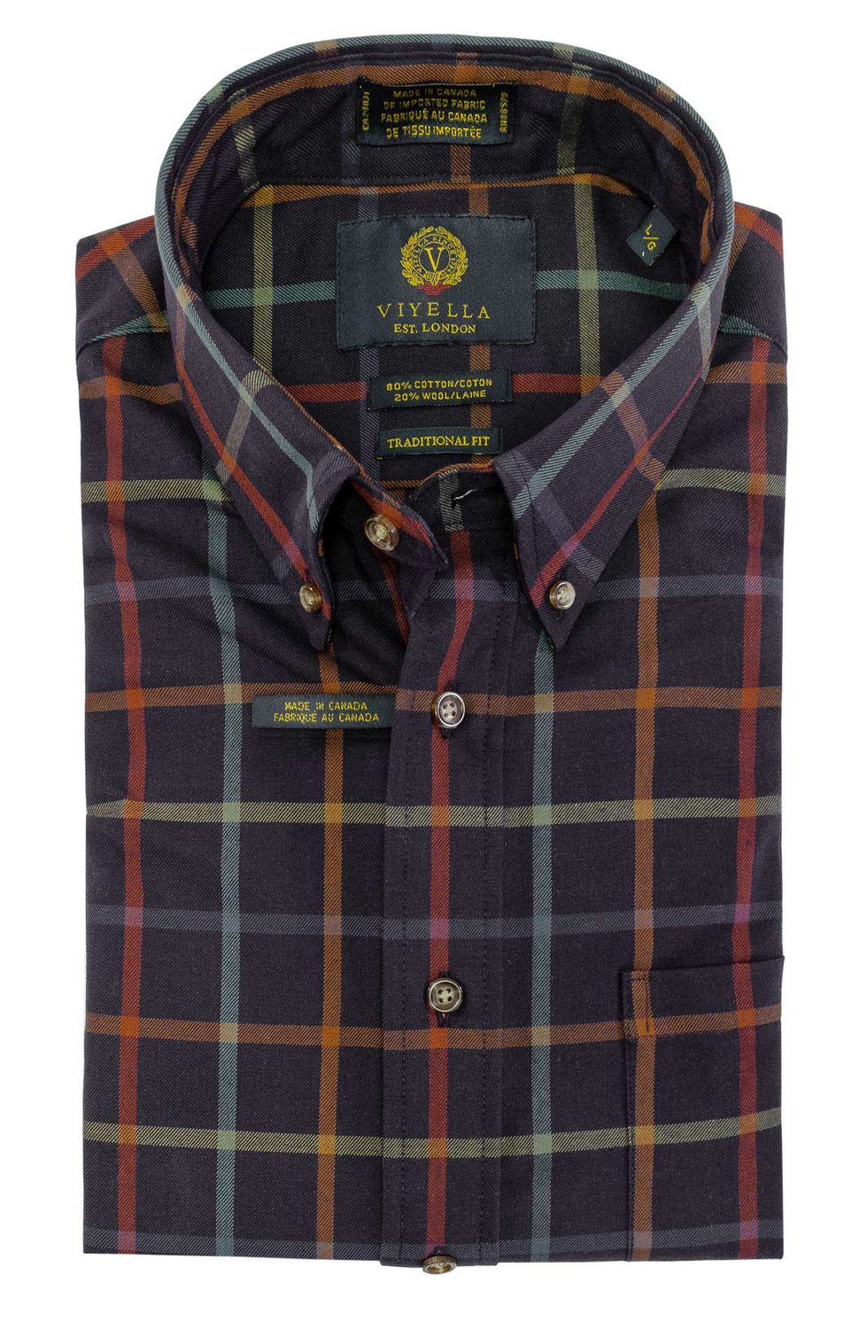 Navy Plaid 20% Wool, Size: M