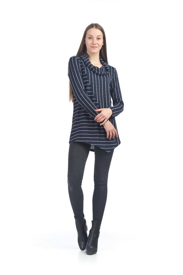 Stripe Angle Hem Sweater, Size: S