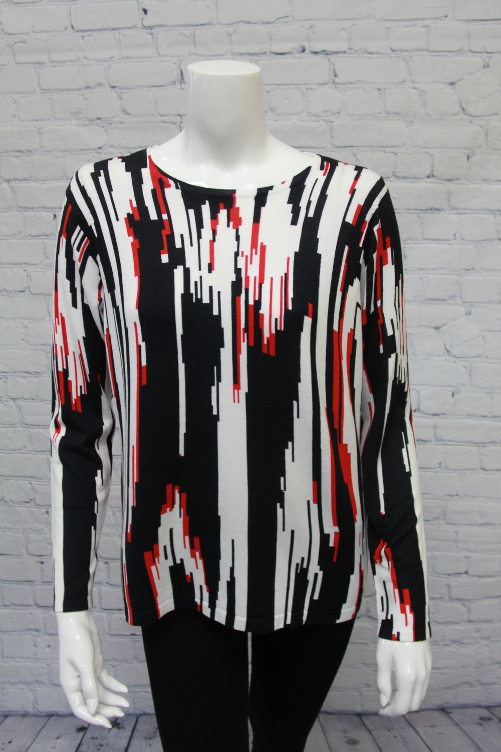 Printed Sweater Red/Black, Size: S