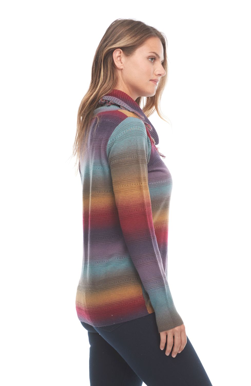 Colorful Cowl Neck Sweater