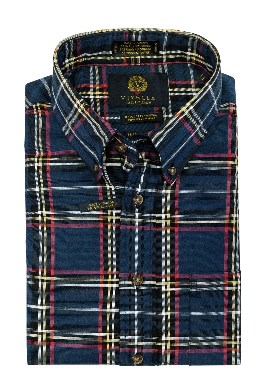 Blue Plaid Shirt 20% Wool, Size: M