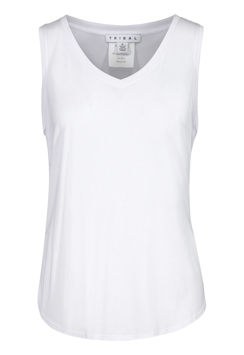 V Neck Tank With Side Slit *COLOURS*, Color: Cactus, Size: XS