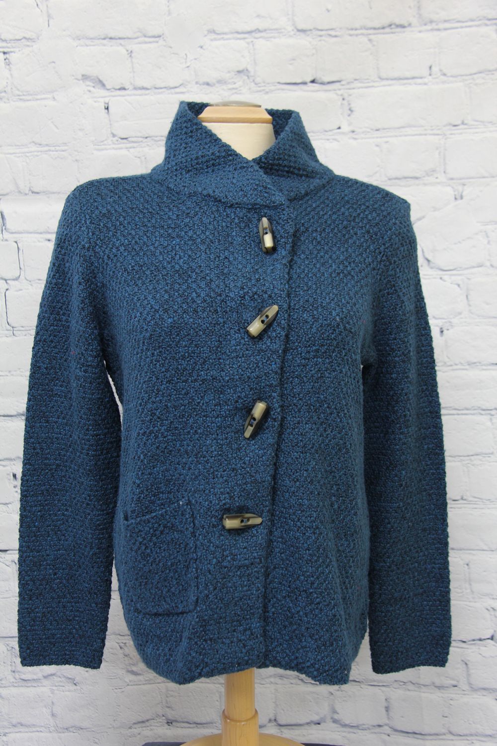 Angled Front Cardigan, Color: Teal, Size: S