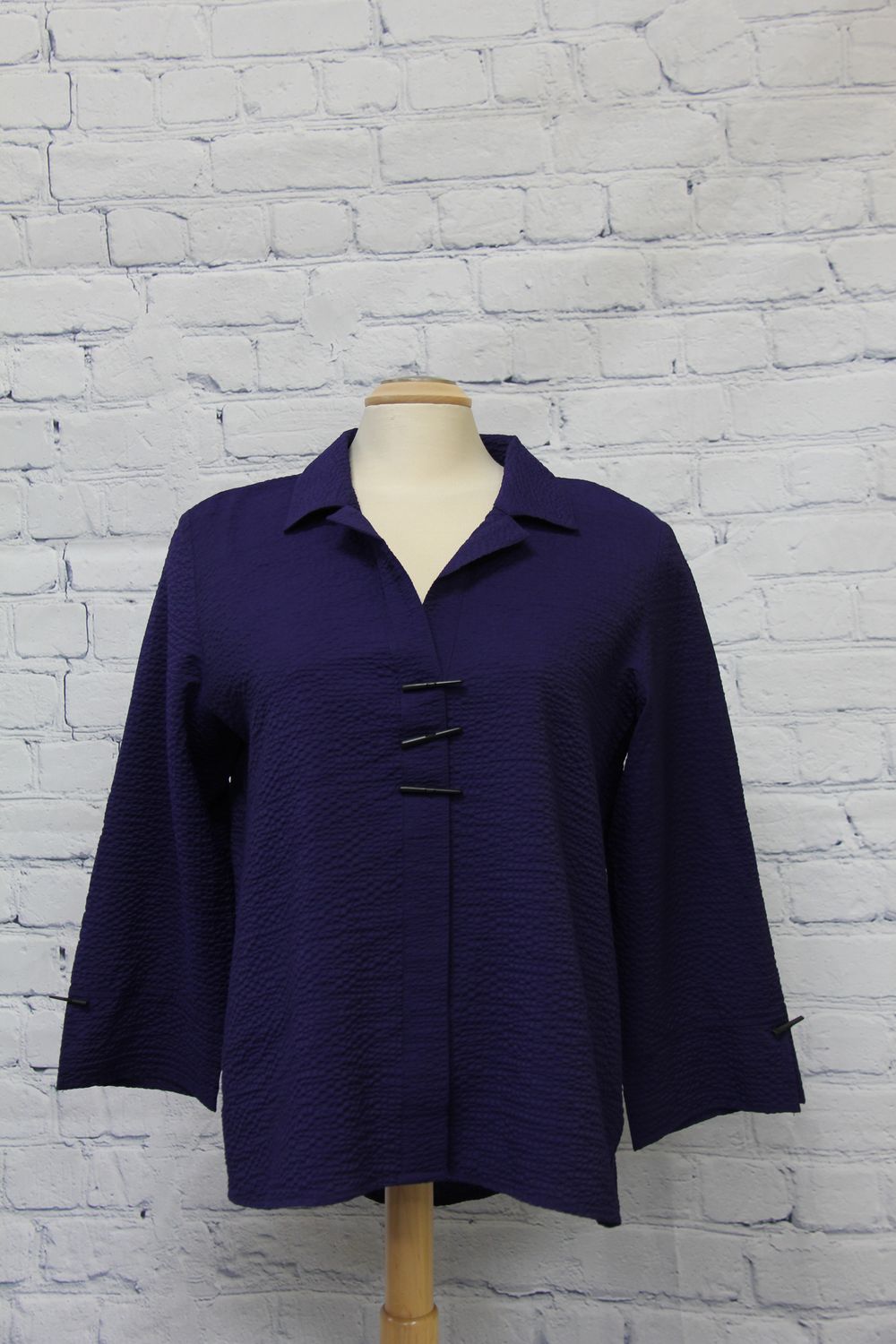 Solid Chopstick Button Swing Shirt, Size: S