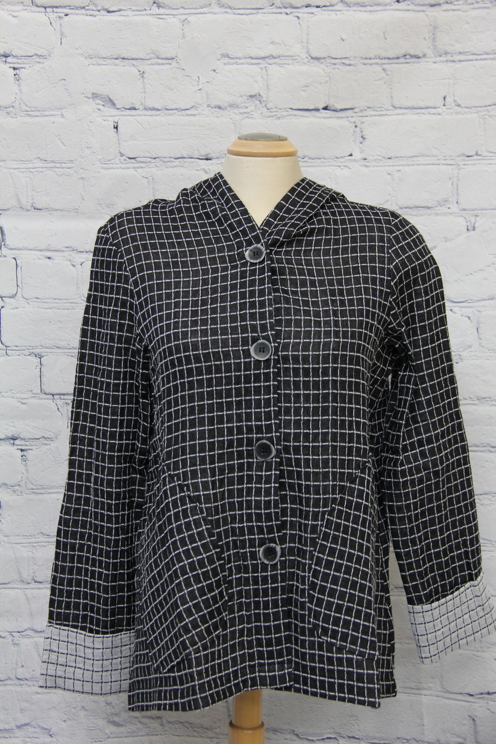 Hooded Button Front Jacket, Size: XS