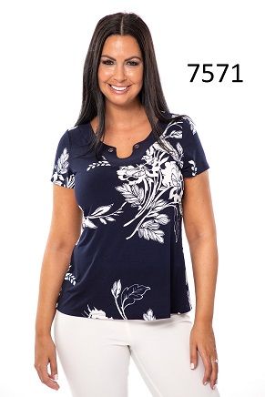 Printed Notch Collar Shirt, Size: S