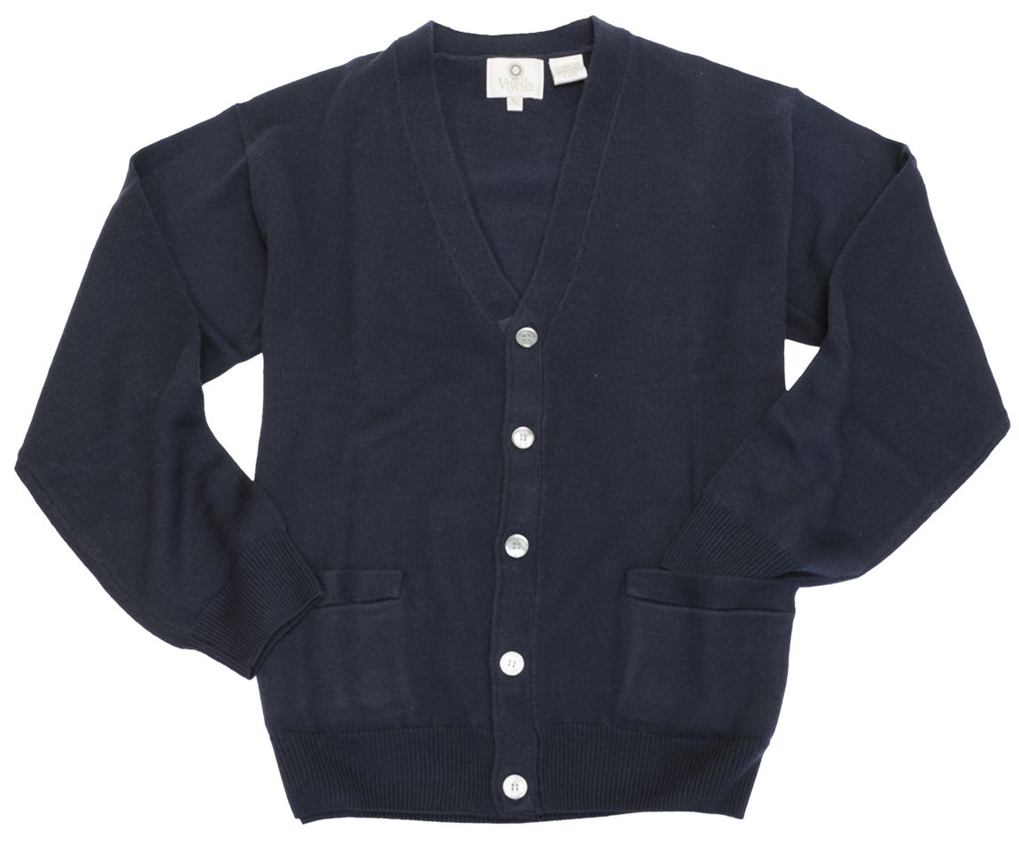 Basic Cardigan 100% Merino Wool 255610, Color: Navy, Size: S