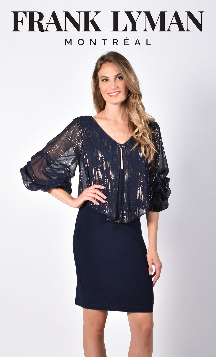 Navy/Gold Woven Dress