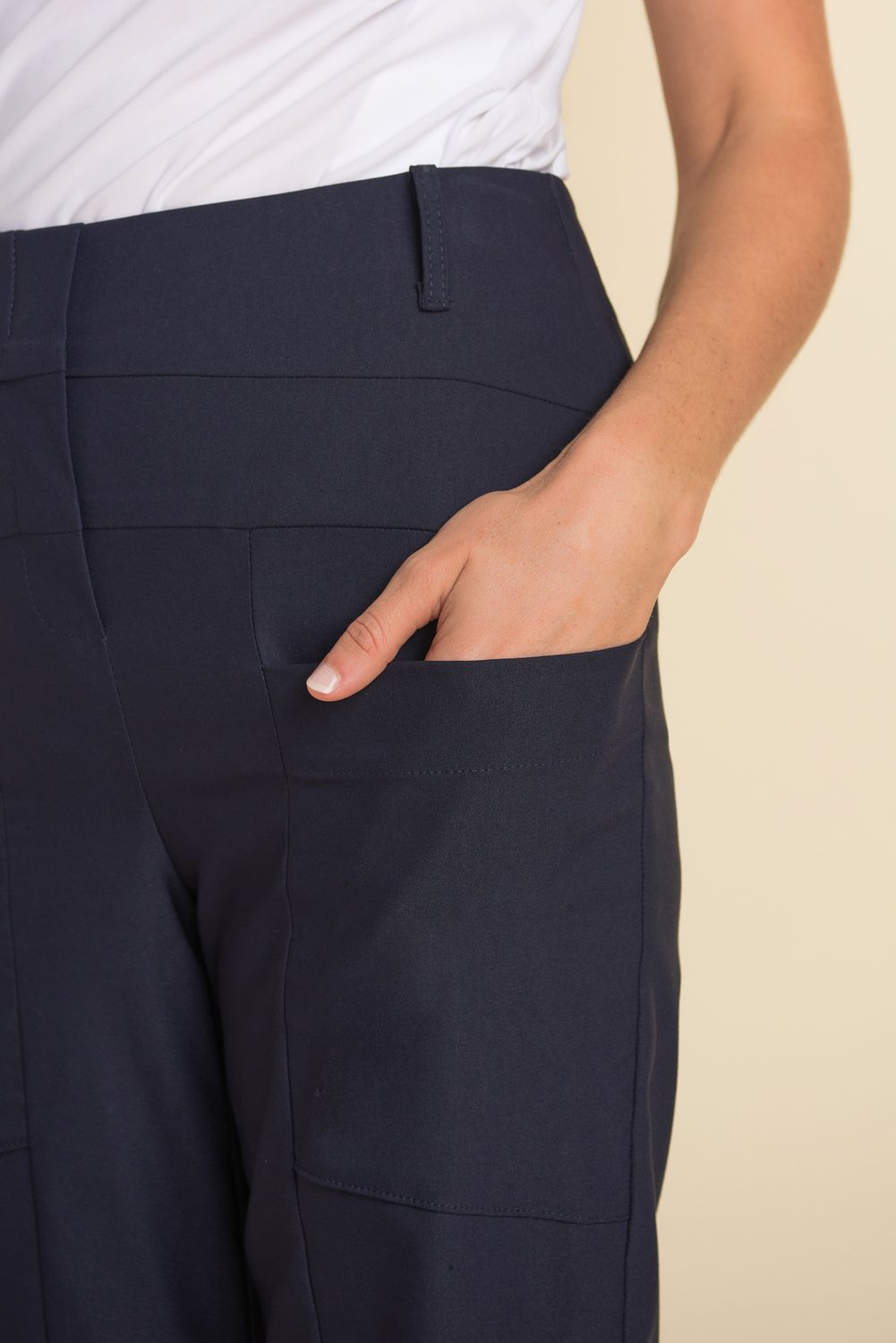 Navy Wide Leg Cropped Pant, Size: 8