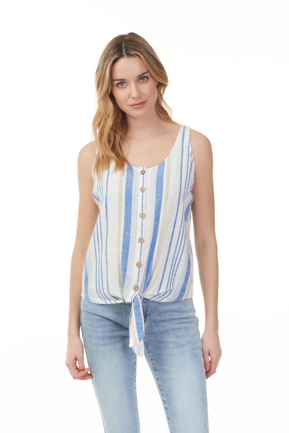 Linen Yarn Dye Tank, Size: XS