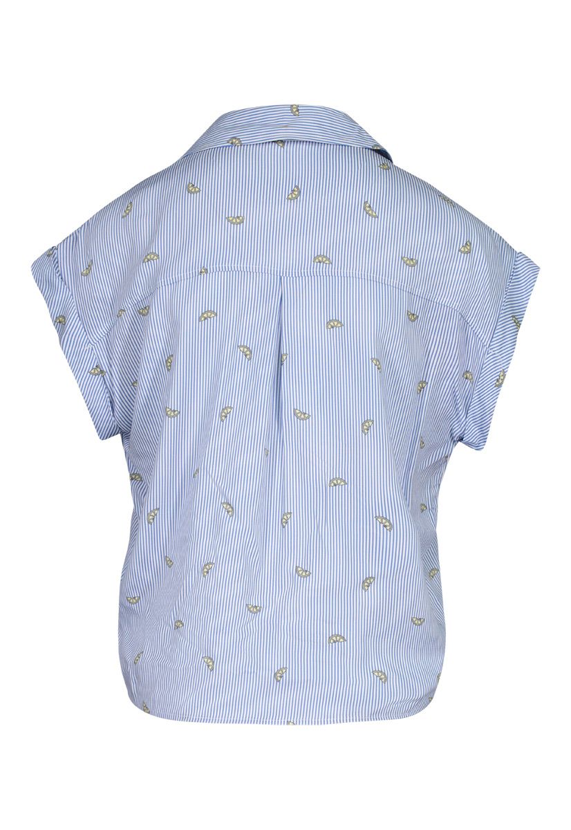 Short Sleeve Blouse With Tie, Size: S