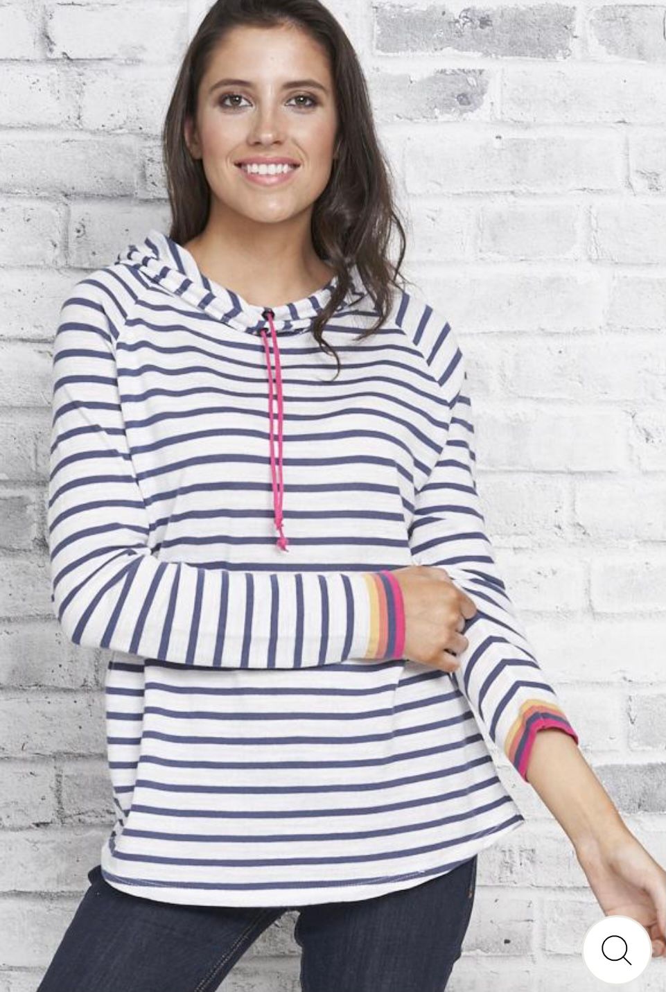 Rebekah Hoodie, Color: White/Navy, Size: S