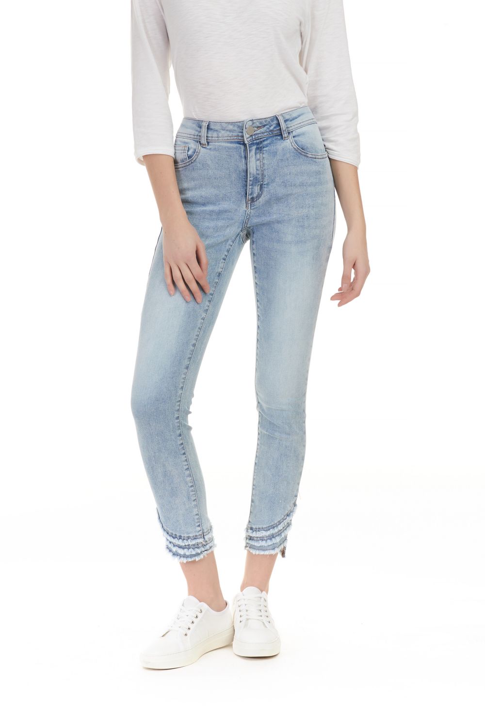 Ripped Hem Jeans, Color: Light Blue, Size: 4