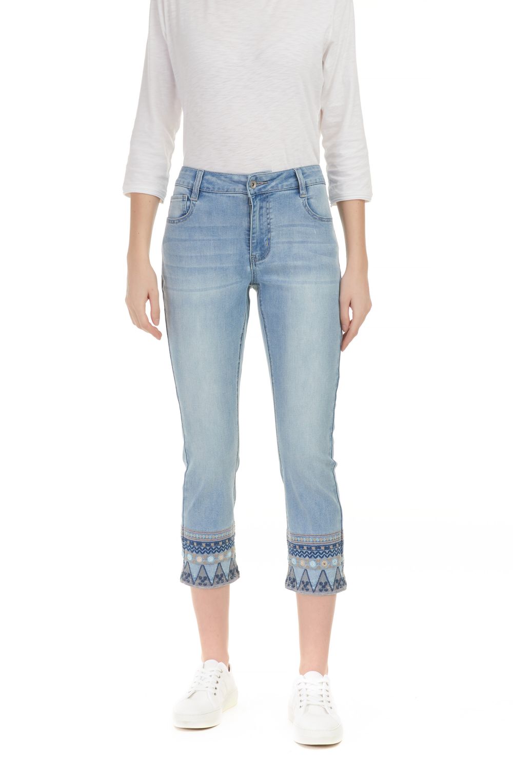 Denim With Embroidery Detail At Leg
