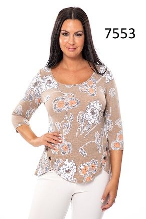 Taupe &amp; Apricot Top, Size: M