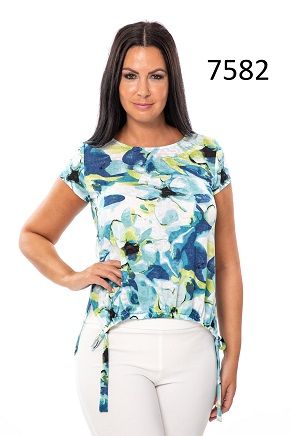 Printed Short Sleeve Top, Size: XS