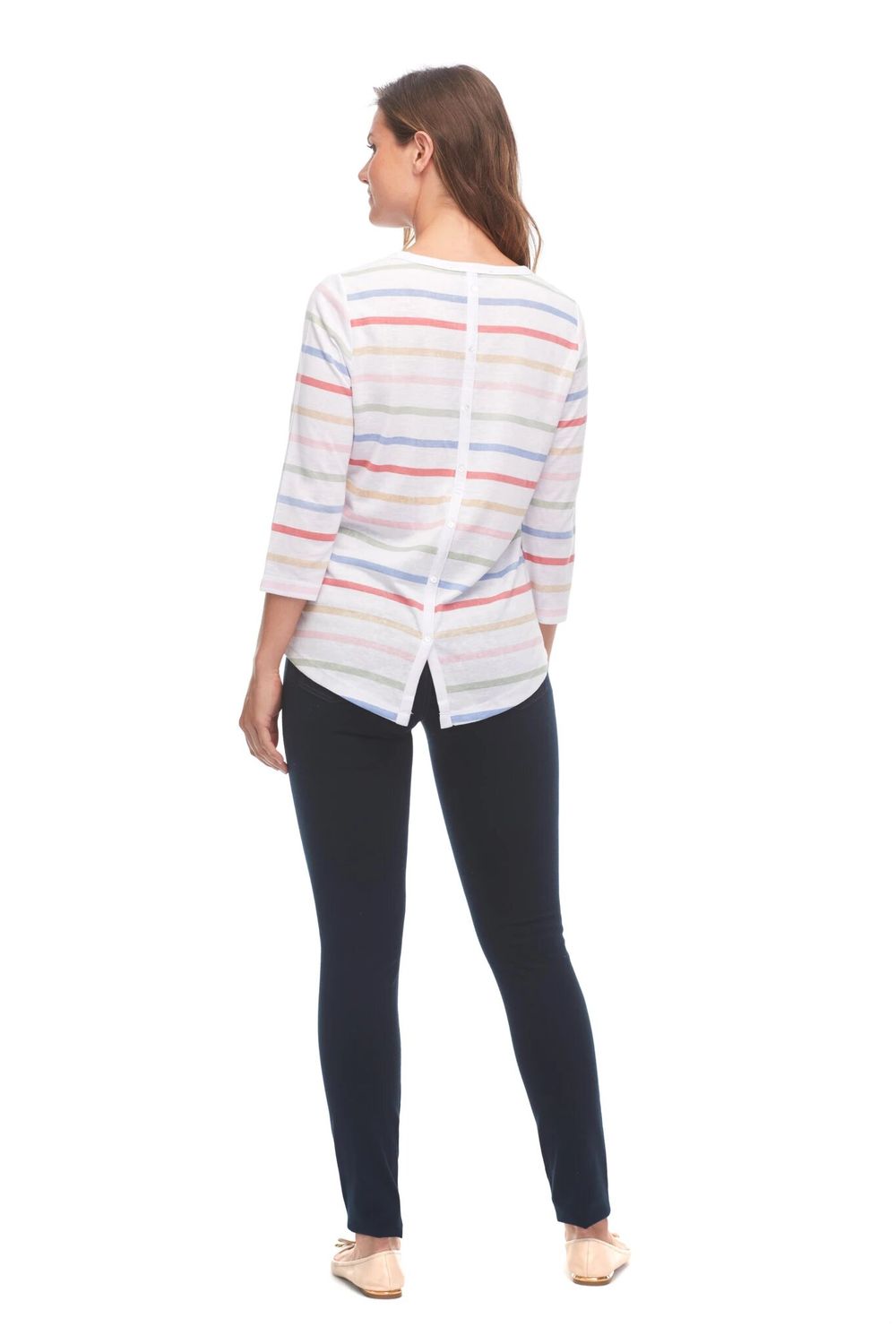 Colorful Stripe Top With Button Detail