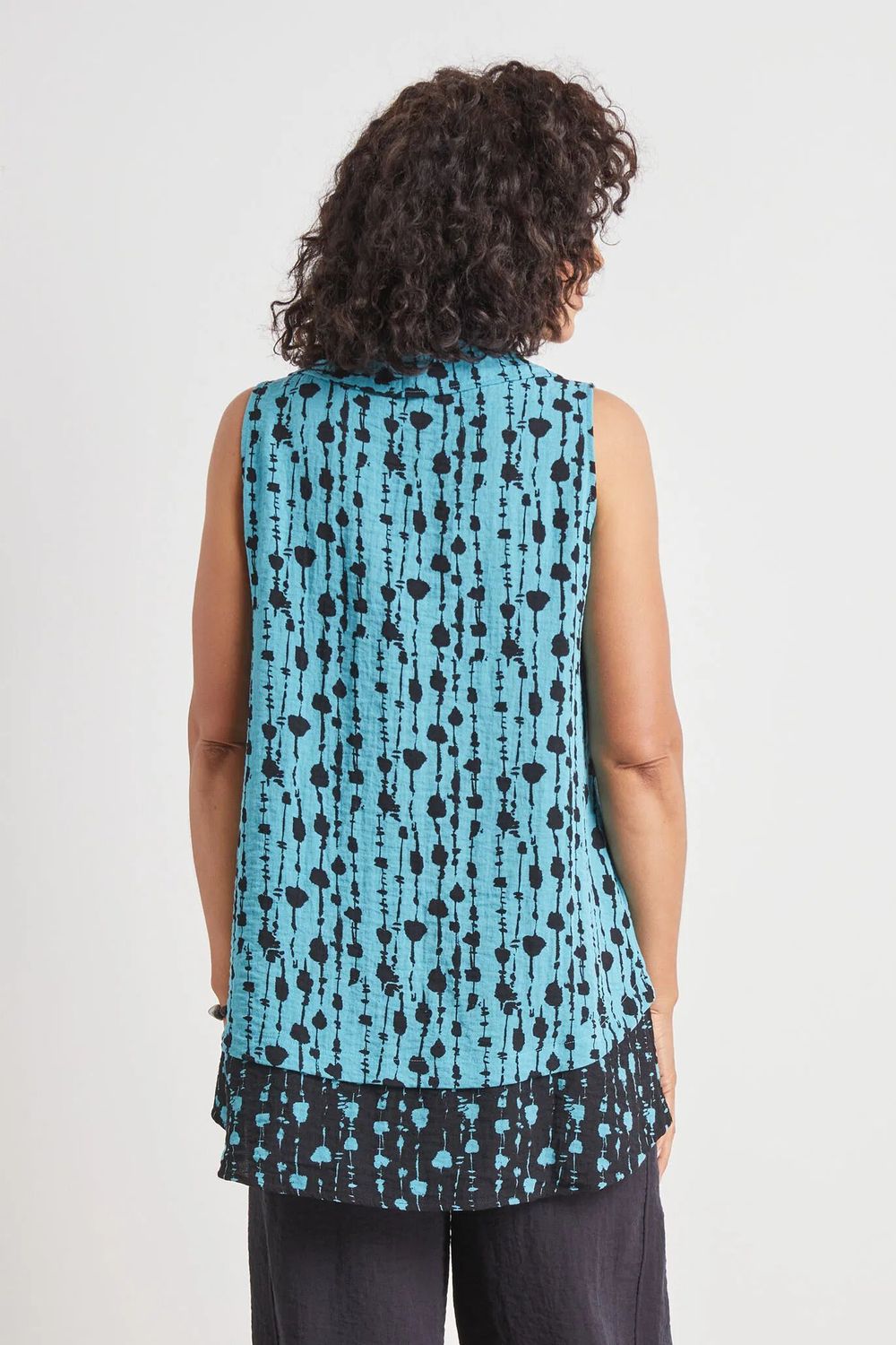 Bead Stripe Drape Collar Tunic, Size: XS