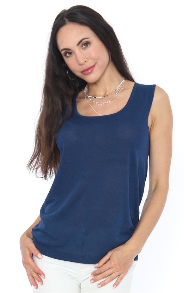 Navy Knit Tank, Size: S
