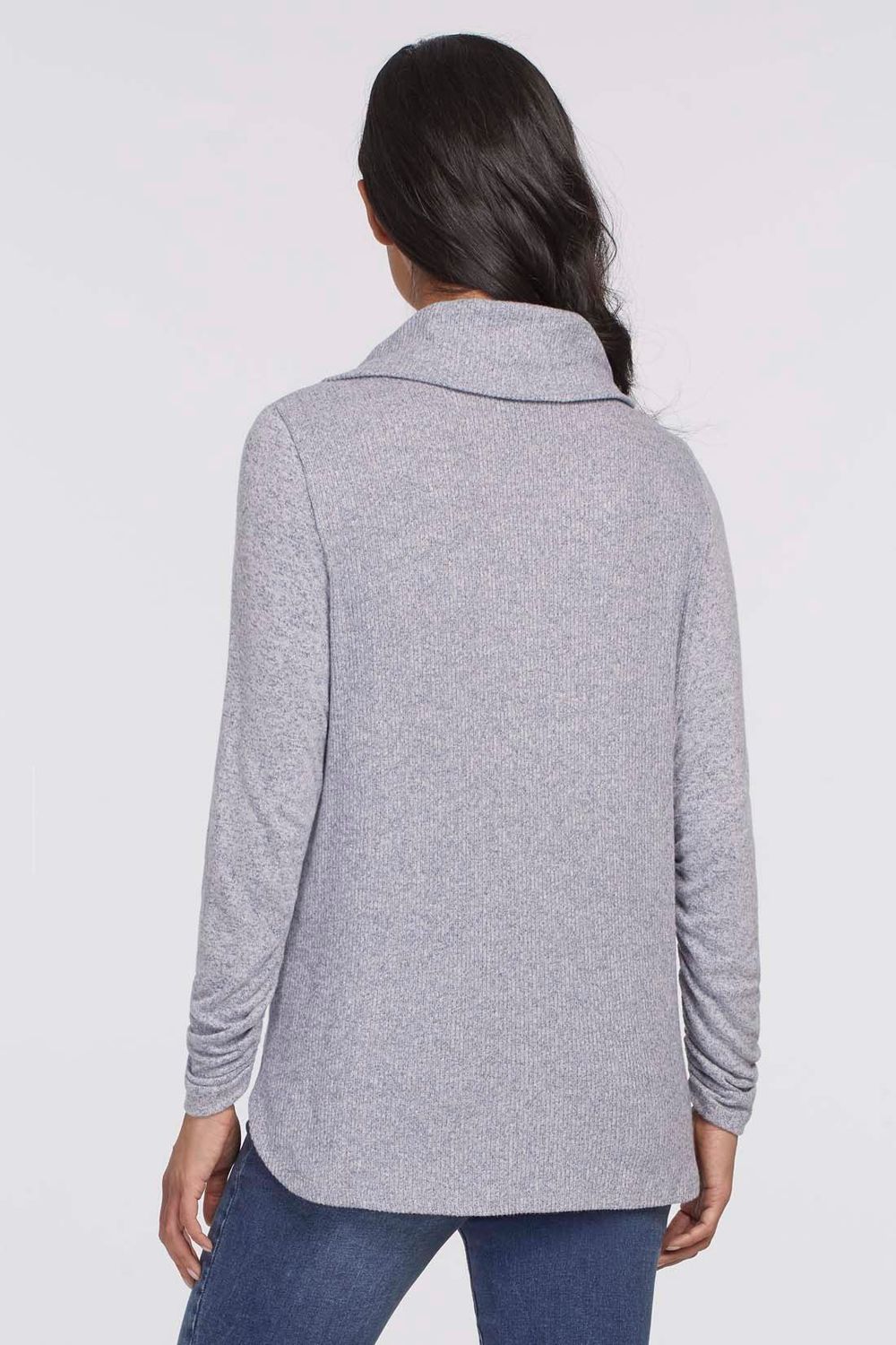 Long Sleever Cowl Neck Top With Shirring Detail