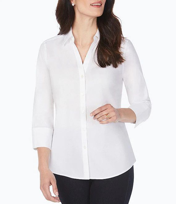 Mary Non Iron Stretch Blouse 185062, Color: White, Size: 2