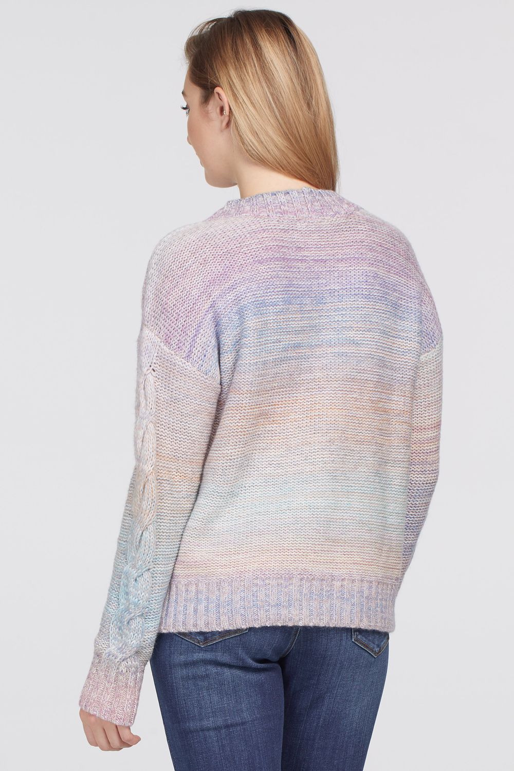 Mock Neck Sweater With Cable Detail