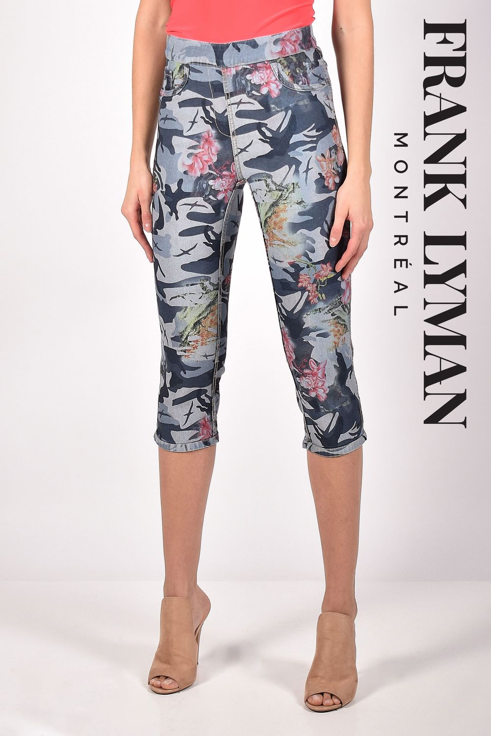 Floral/Light Blue Reversible Capri