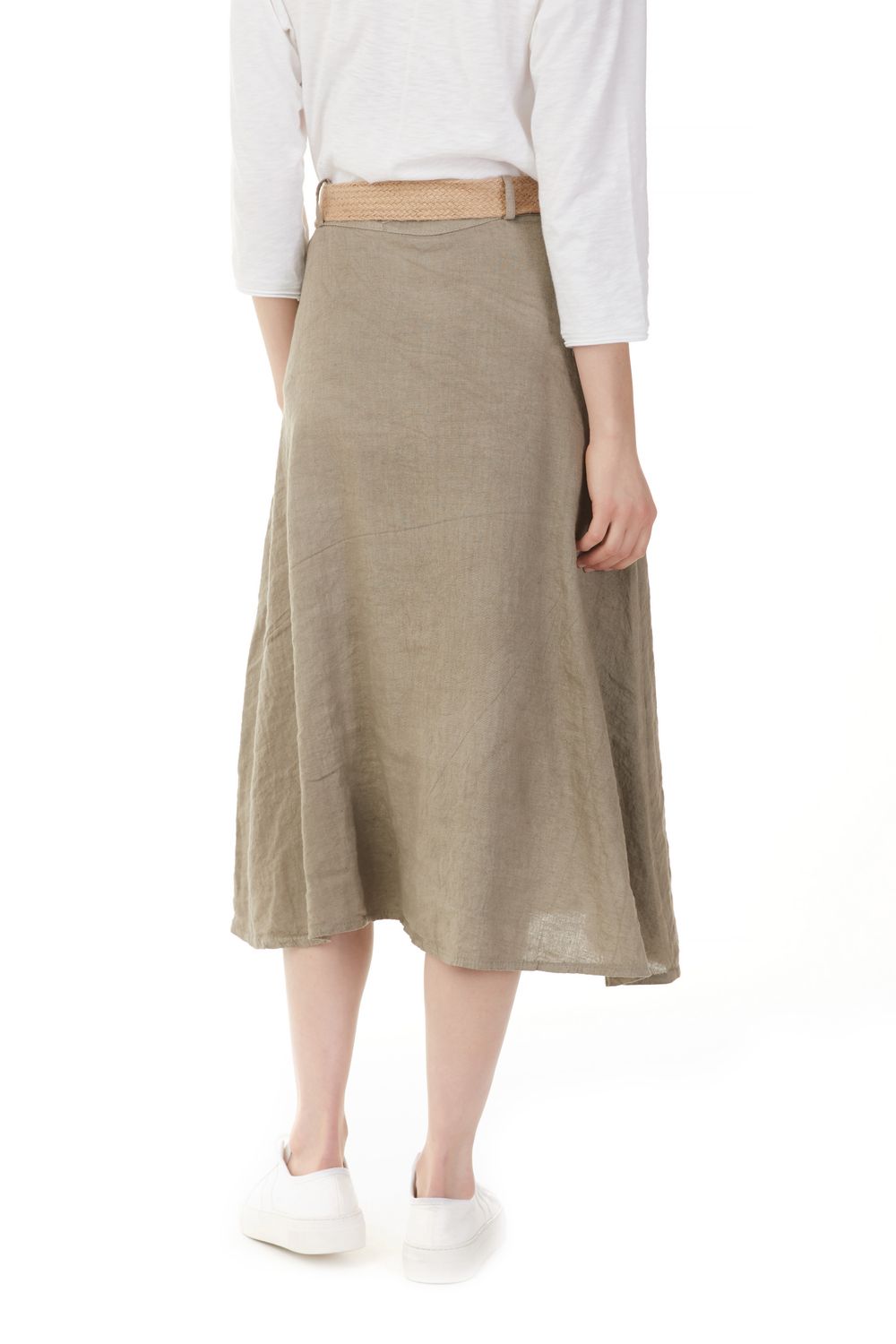 Solid Linen Blend Skirt