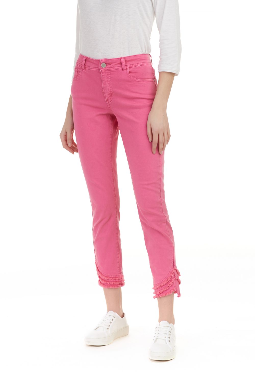 Ripped Hem Jeans , Color: Flamingo, Size: 6