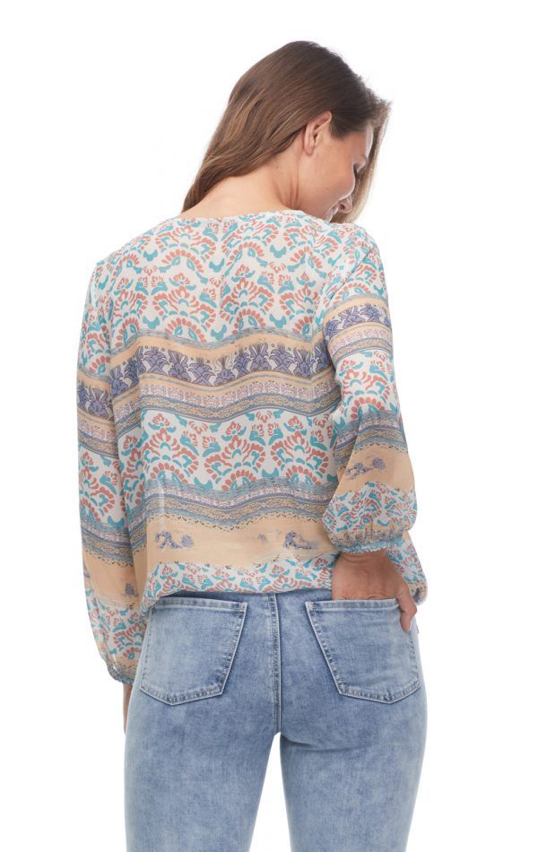 Pretty Print-Mix 7/8 Sleeve Blouse, Size: 4
