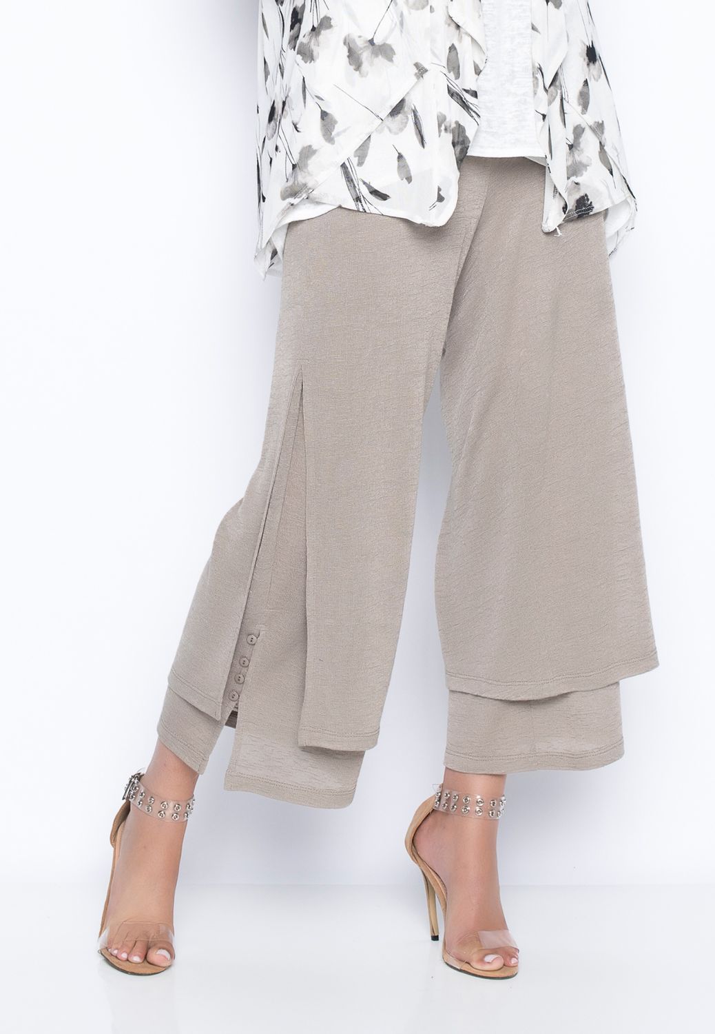 Flowy Wrap Front Pants, Color: Volcanic Beige, Size: S
