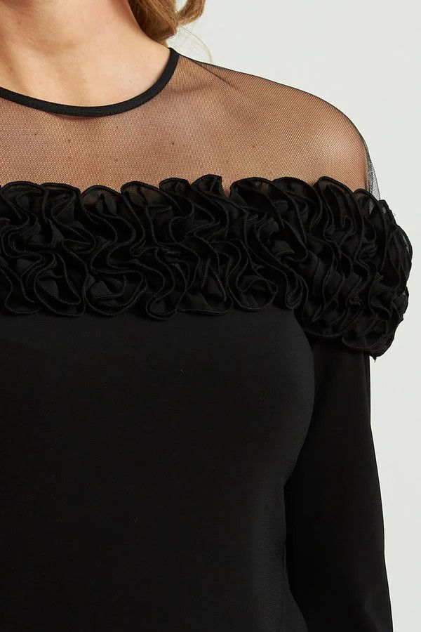 Mesh Shoulder Top , Color: Black, Size: 8