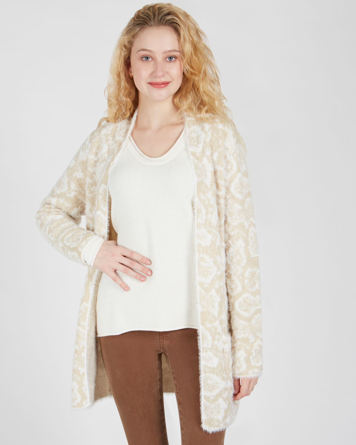 Knit Cardigan, Color: Cashew, Size: M