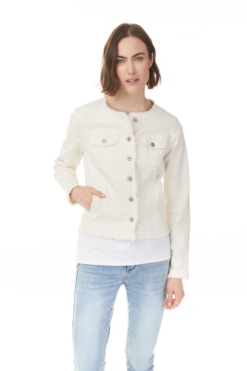 Coloured Twill Jacket, Color: Natural, Size: S