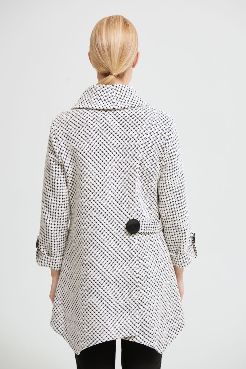 oseph Ribkoff Black/White Single Button Coat Style 213950, Size: L
