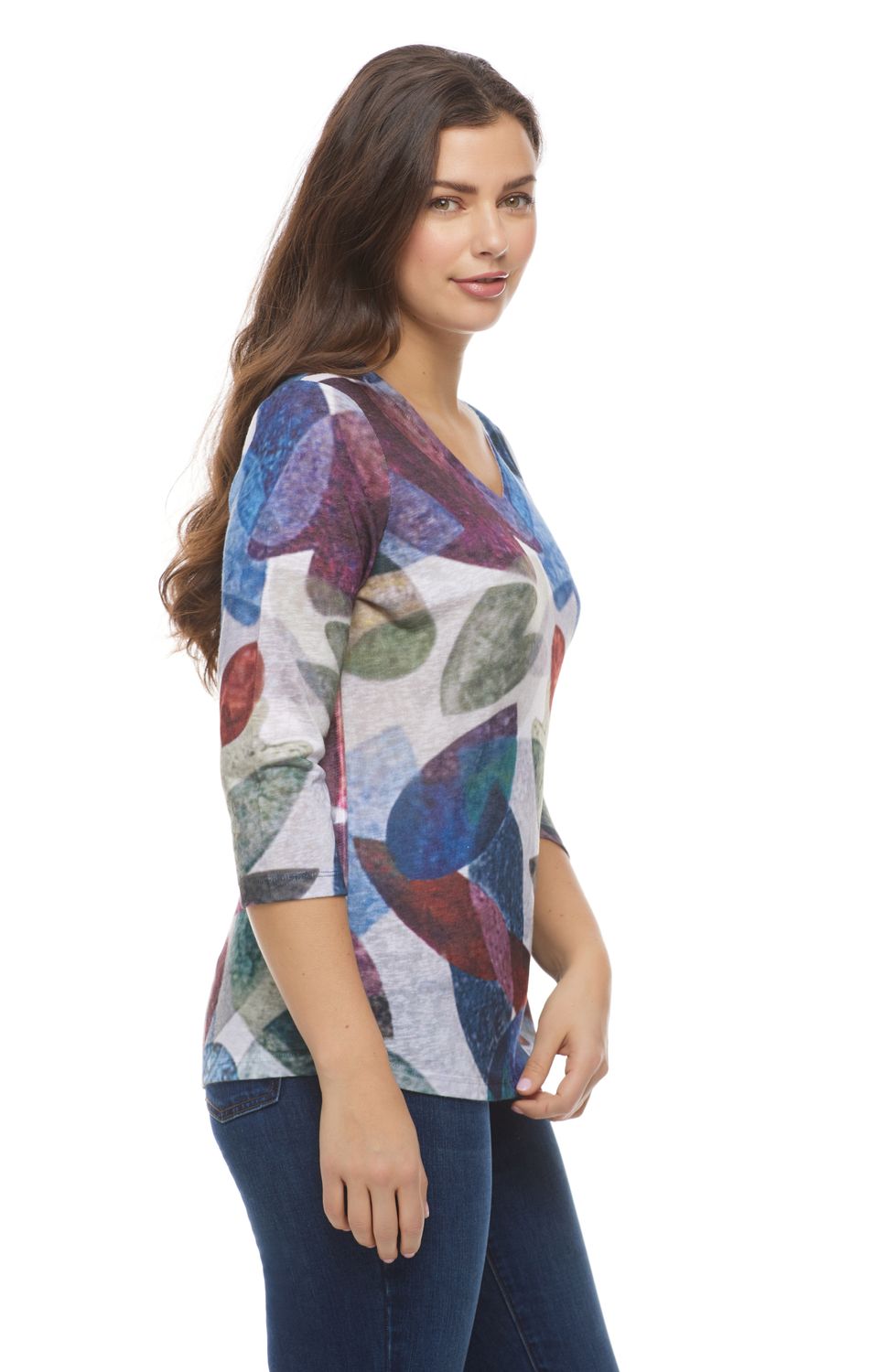 Printed V Neck