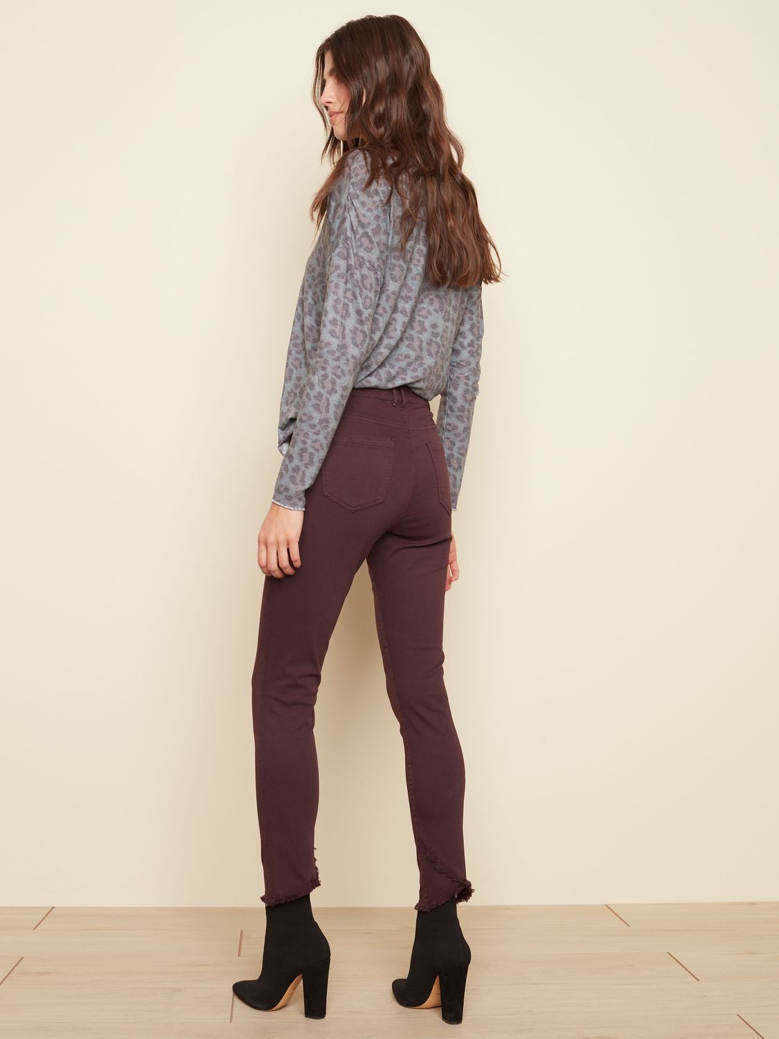 Crossed Fringe Hem Jean (2 Colors), Color: Misty, Size: 4
