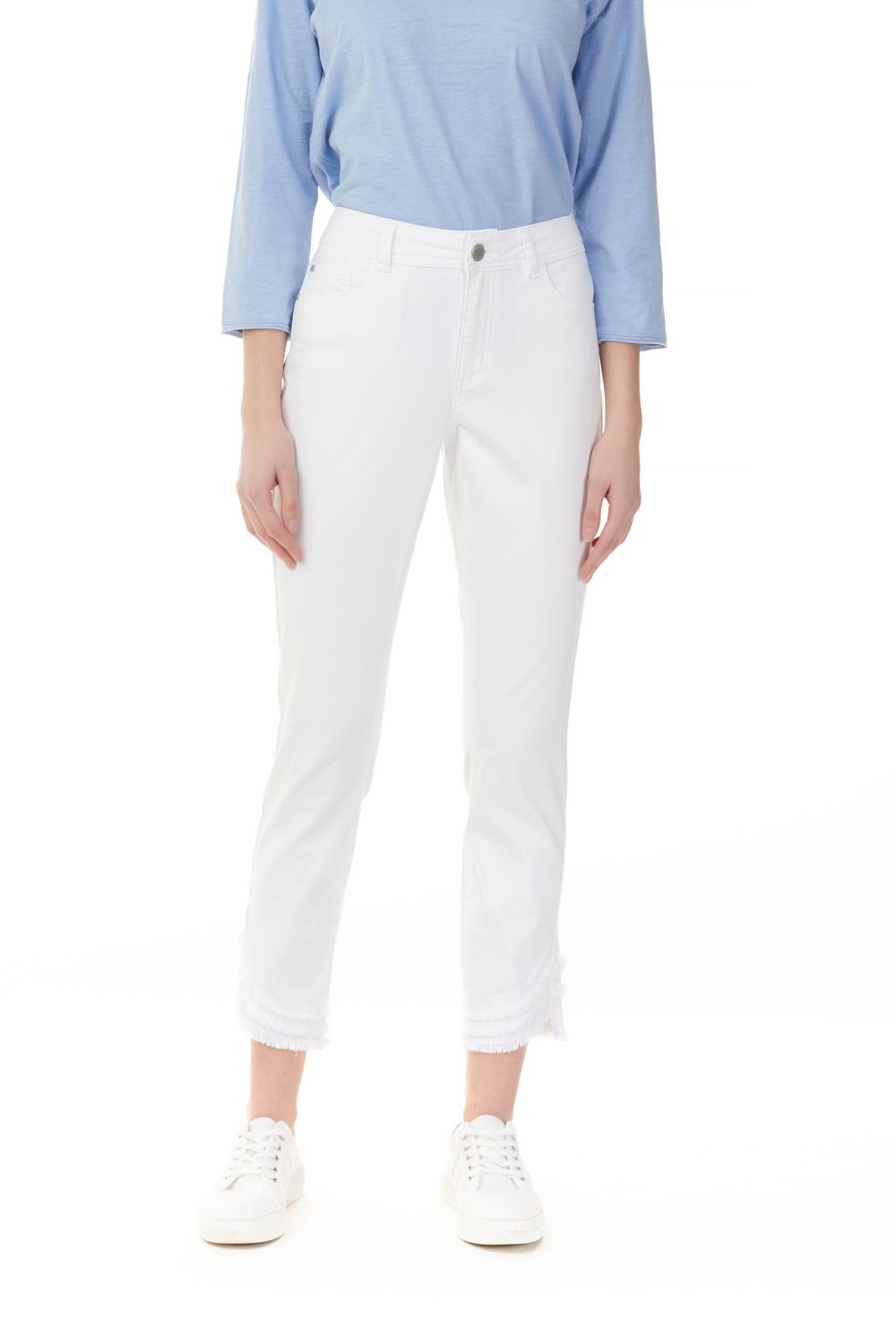 Ripped Hem Jeans , Color: White, Size: 4