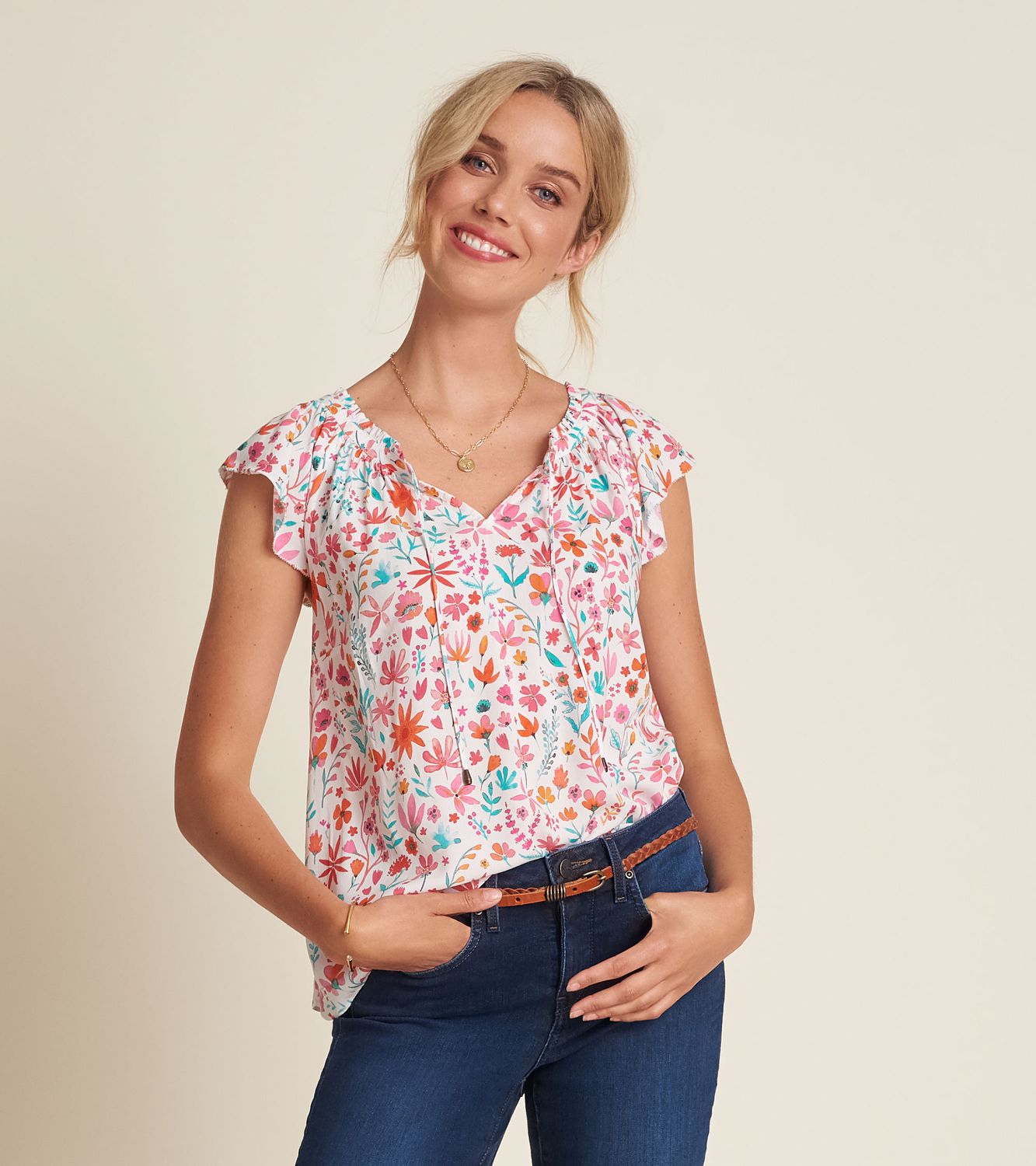 Flutter Sleeve Blouse Summer Colors, Size: S