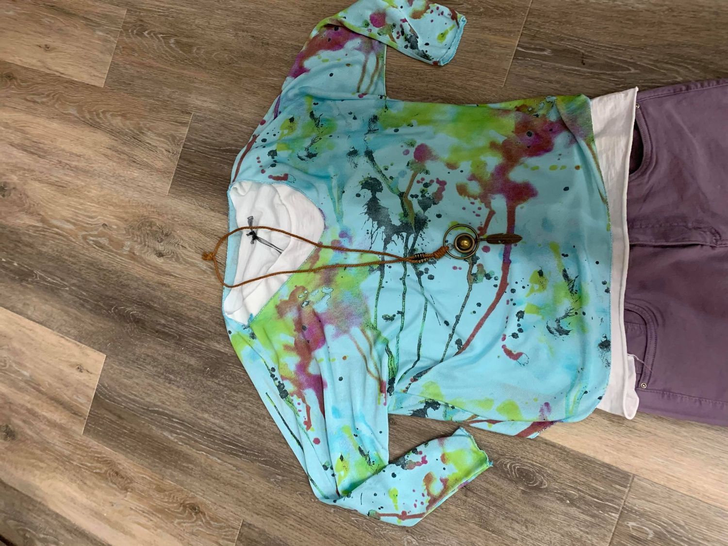 Paint Splash Top With Necklace, Size: S