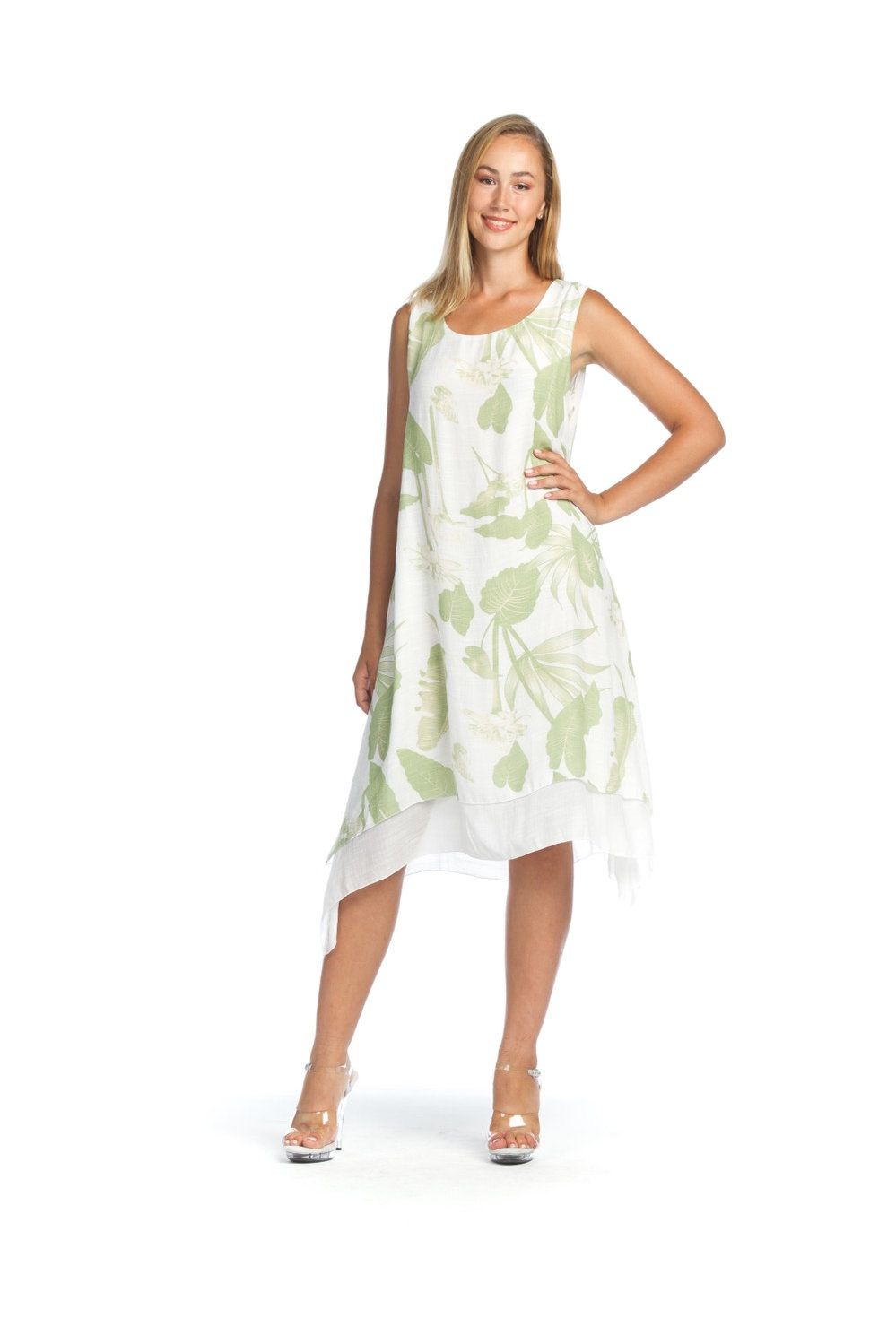 Leaf Print Layered  Dress