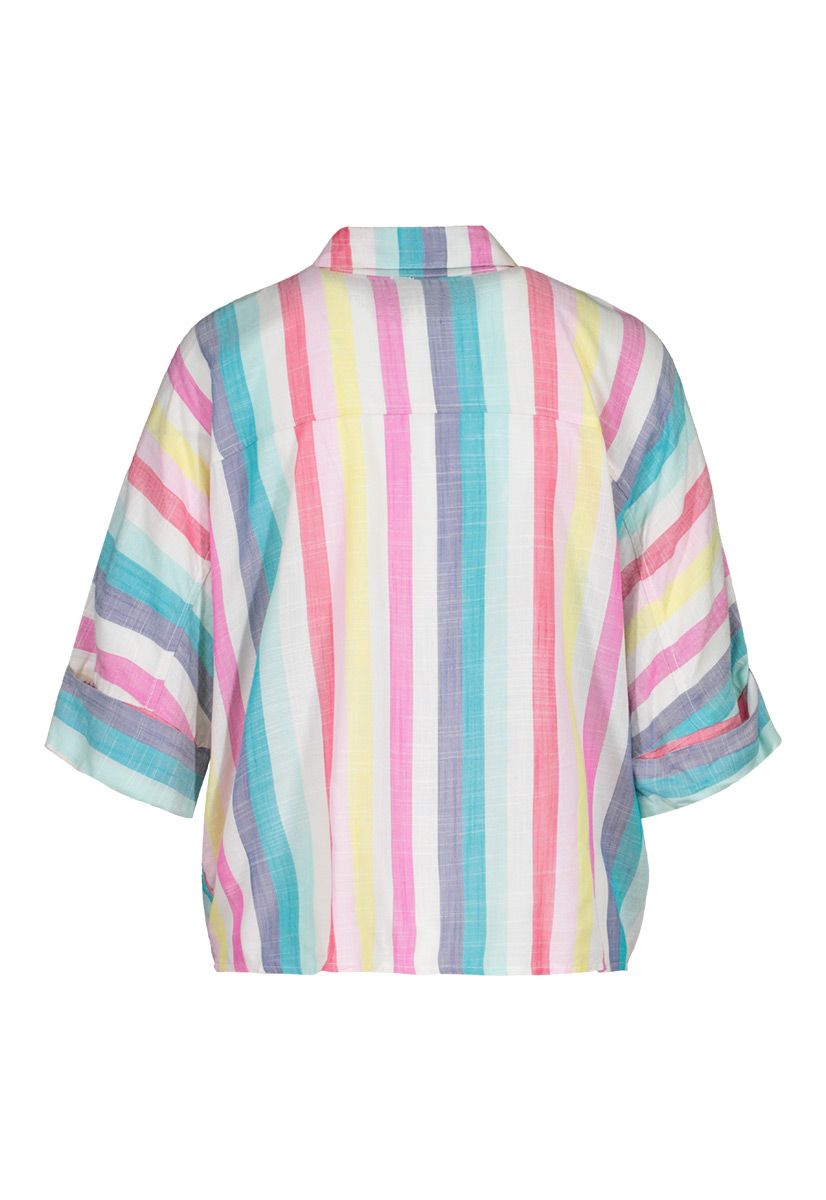 Dolman Rolled Cuff Blouse With Front Tie