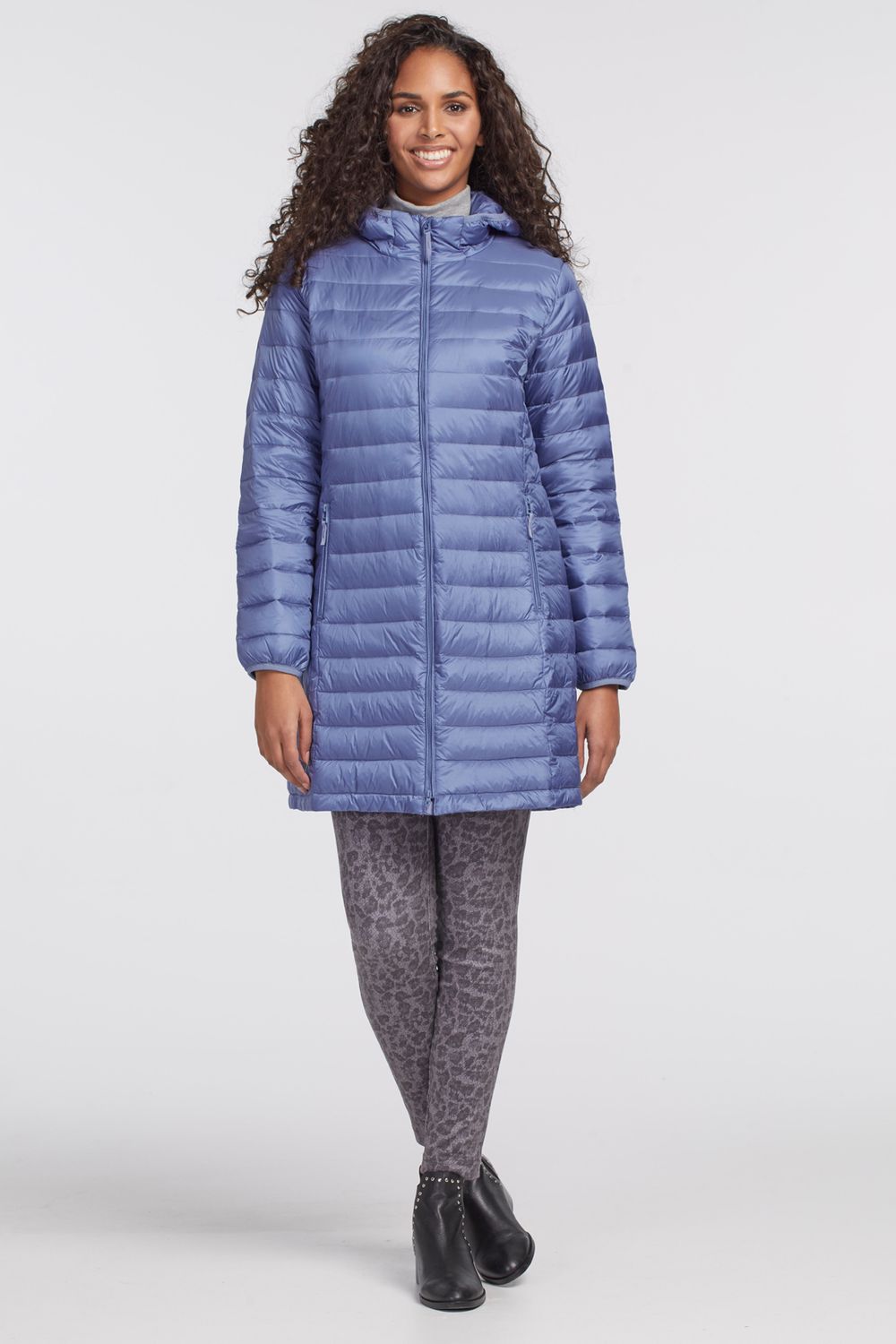 Packable Hood Puffer Jacket , Color: Arctic Blue, Size: S