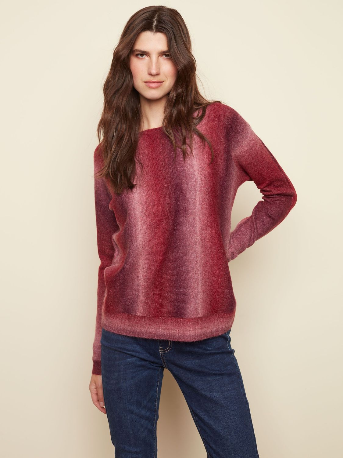 Dolman Sleeve Boat Neck Sweater, Color: Wine, Size: XS