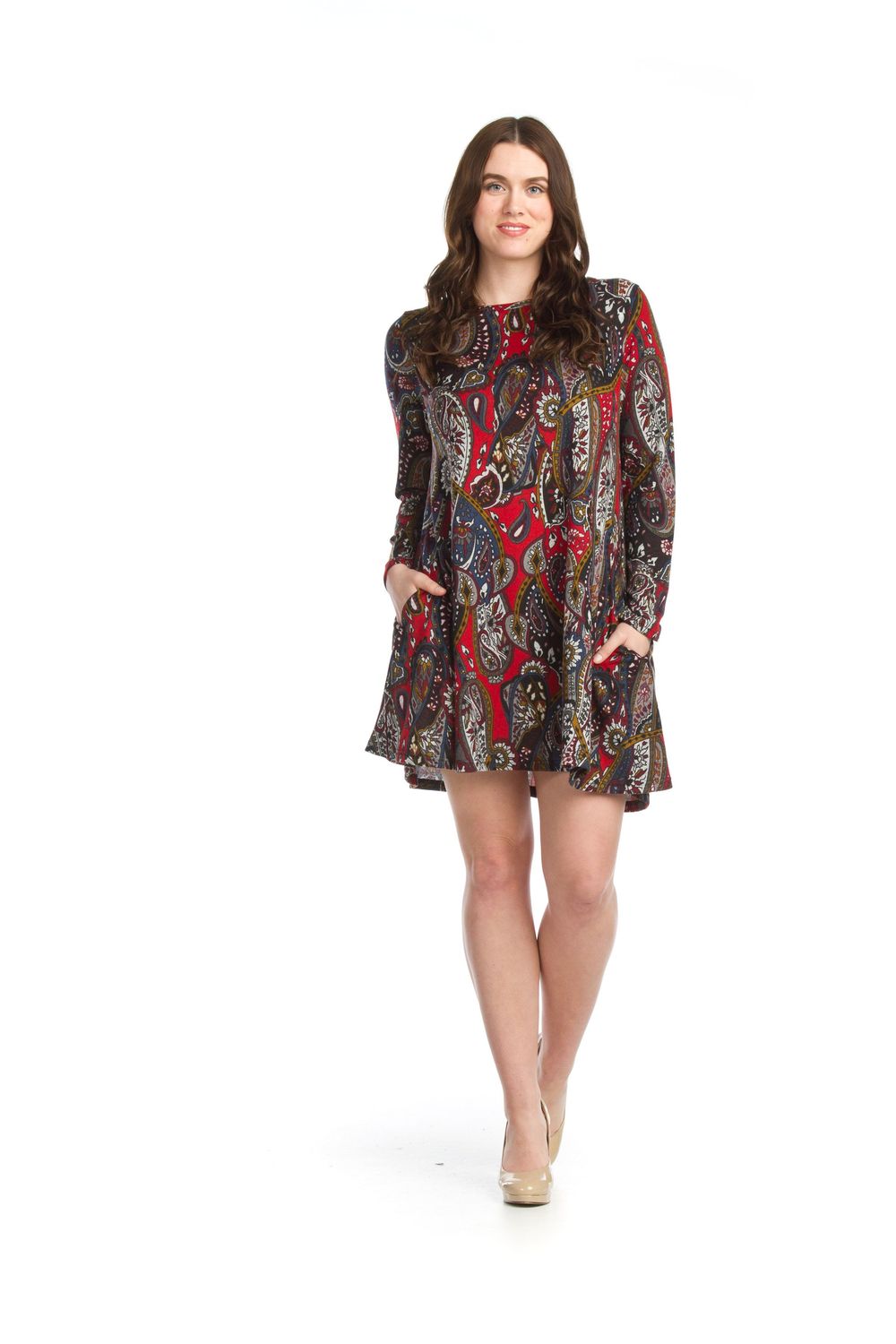 Paisley Knit A-line Sweater Dress